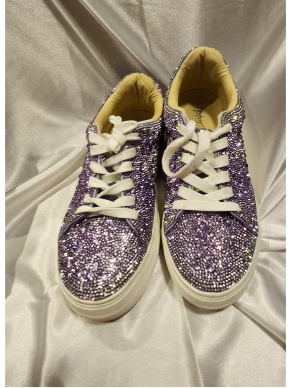 Betsy Johnson Purple Rhinestone Glitter Platform Sneakers